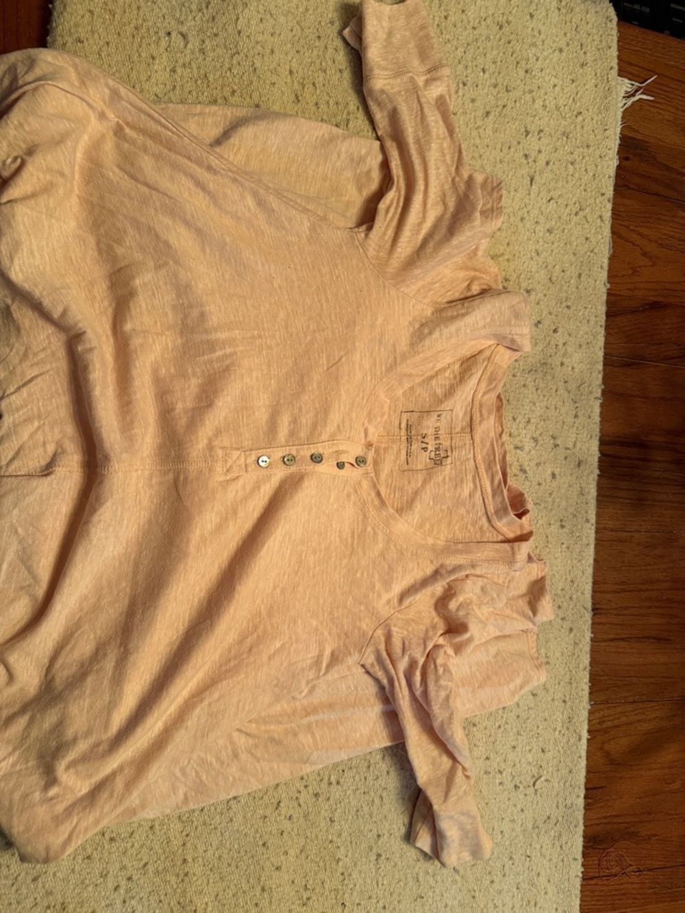 We The Free Peach Short Sleeve Henley Tee